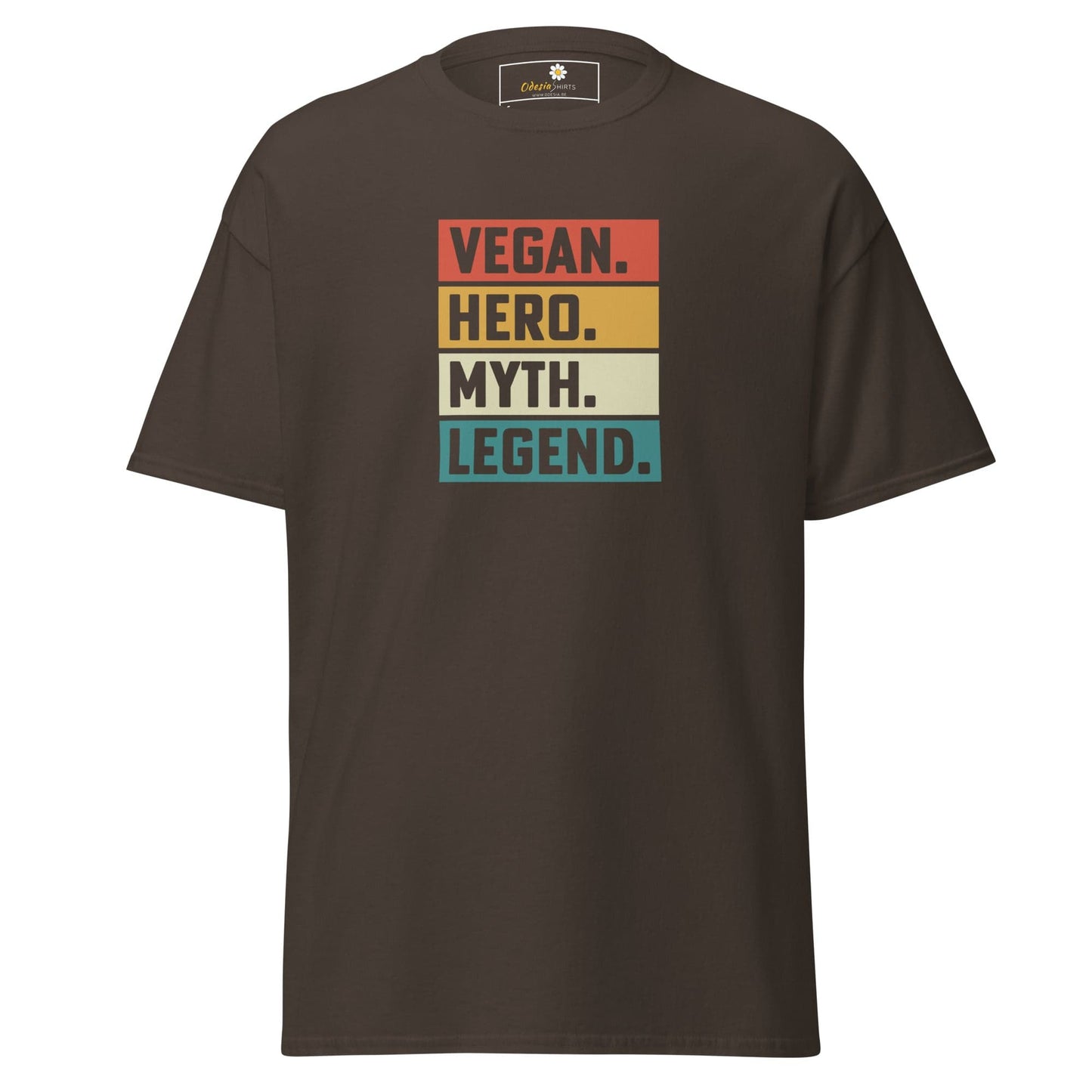 Unisex classic t-shirt - VEGAN HERO MYTH LEGEND - REGULAR - Dark Chocolate / S
