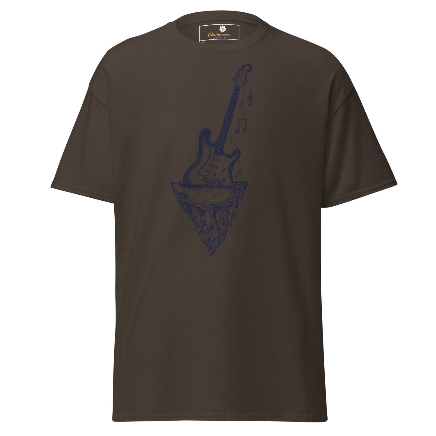 Brown T-Shirt with Guitar Graphic for Men and Women in Sizes S to XL