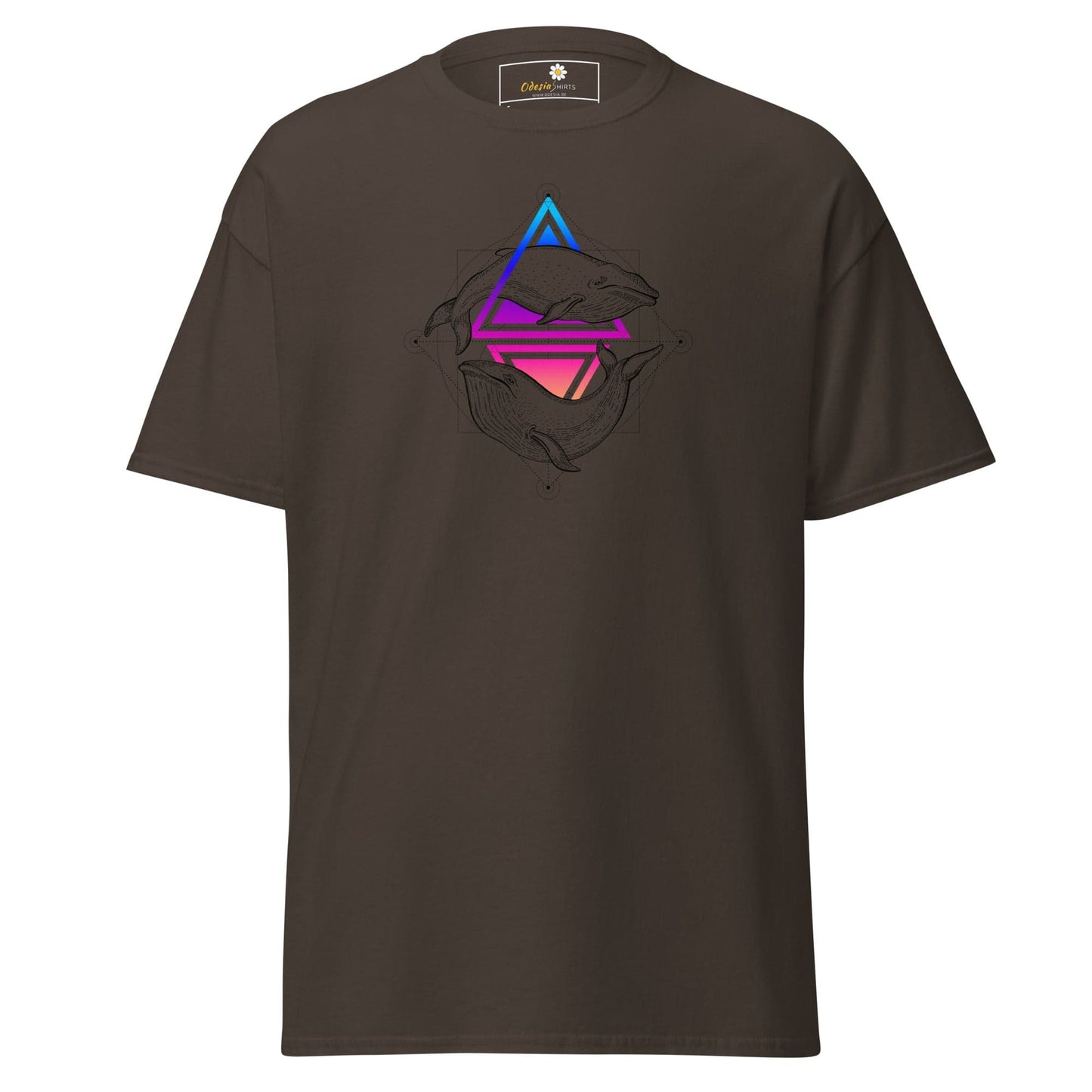 Brown T-shirt with dolphin graphic from T-SHIRT DESIGN TEE for Men and Women