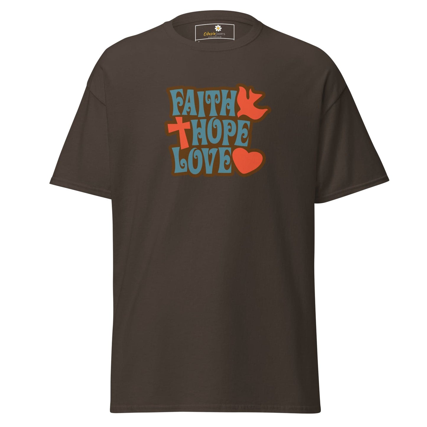 Unisex classic t-shirt - SPIRITUAL FAITH HOPE LOVE - REGULAR - Dark Chocolate / S