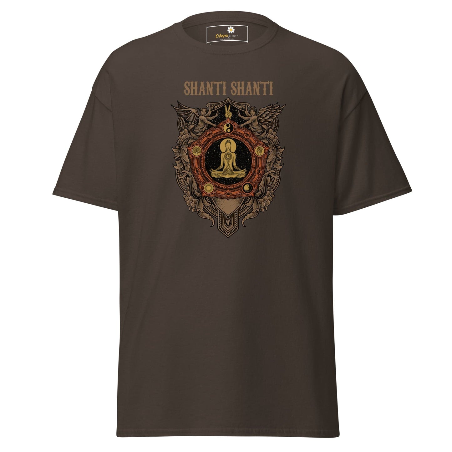 Unisex classic t-shirt - SPIRITUAL SHANTI SHANTI - REGULAR - Dark Chocolate / S