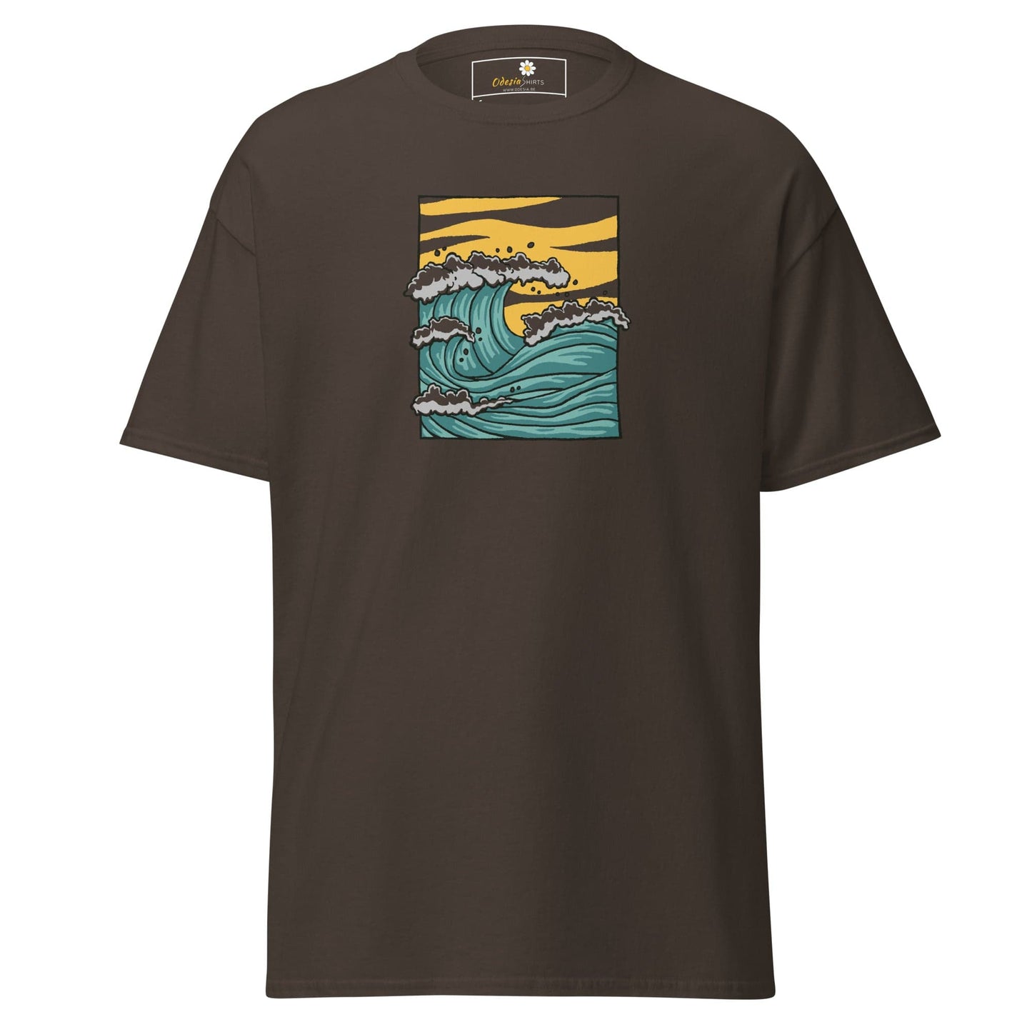 Unisex classic t-shirt - NATURE SEA WAVES - REGULAR - Dark Chocolate / S