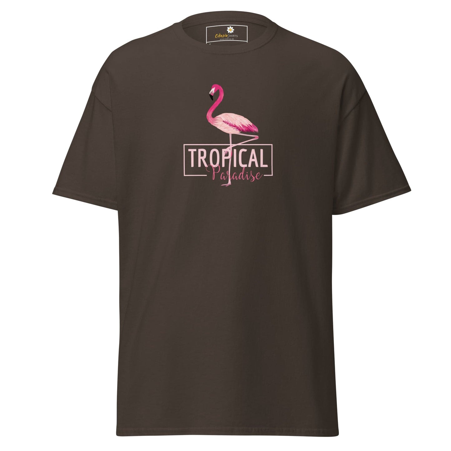 Unisex classic t-shirt - WILD LIFE PARADISE FLAMINGO - REGULAR - Dark Chocolate / S