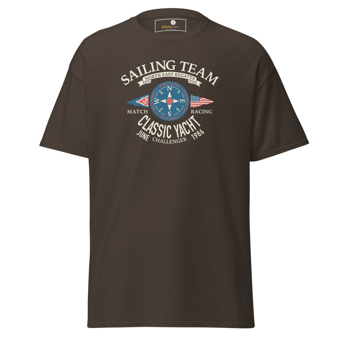 Brown T-shirt with sailing graphic from T-SHIRT DESIGN TEE for Men and Women size S to XL