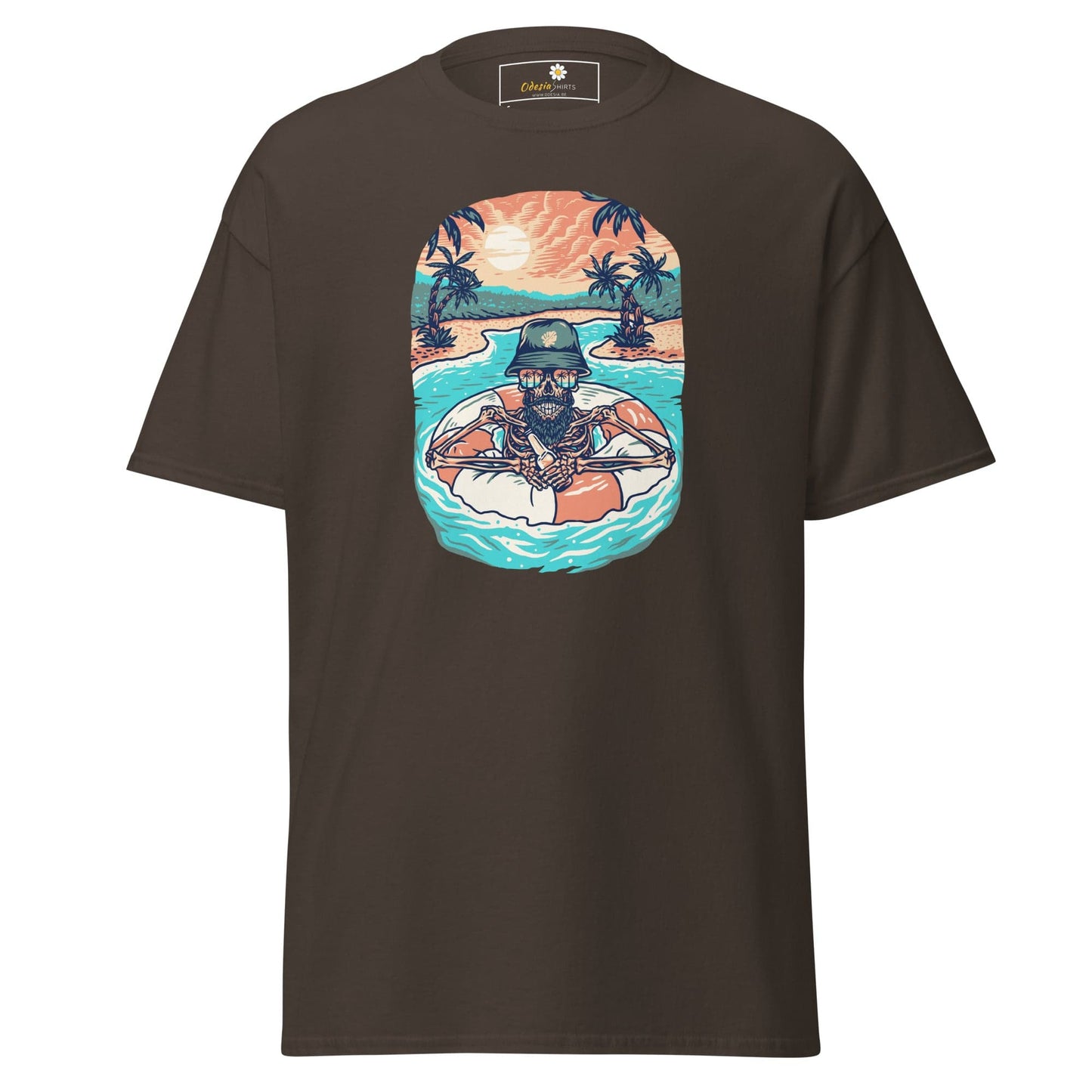 Unisex classic tshirt - SKULL SUMMER POOL - REGULAR - Dark Chocolate / S