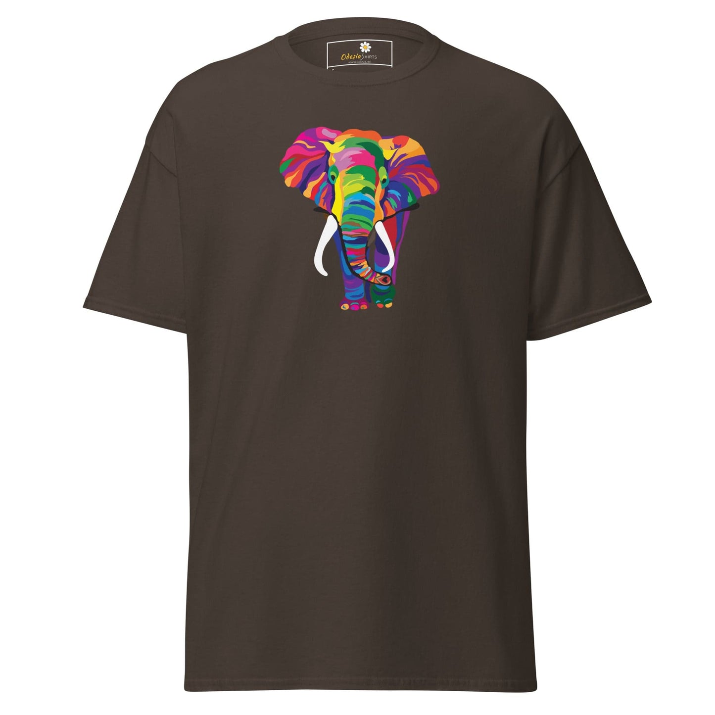 Unisex classic t-shirt - WILD LIFE ELEPHANT COLORFUL - REGULAR - Dark Chocolate / S