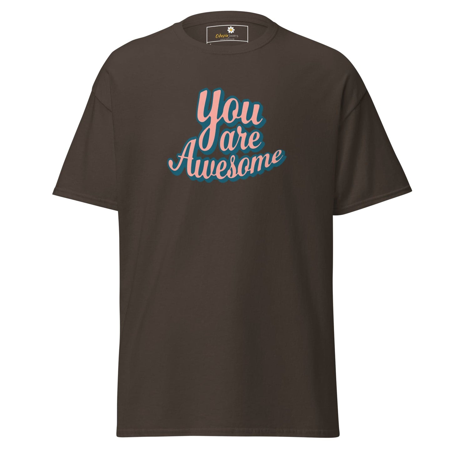 Unisex classic t-shirt - TEXT YOU ARE AWESOME - REGULAR - Dark Chocolate / S