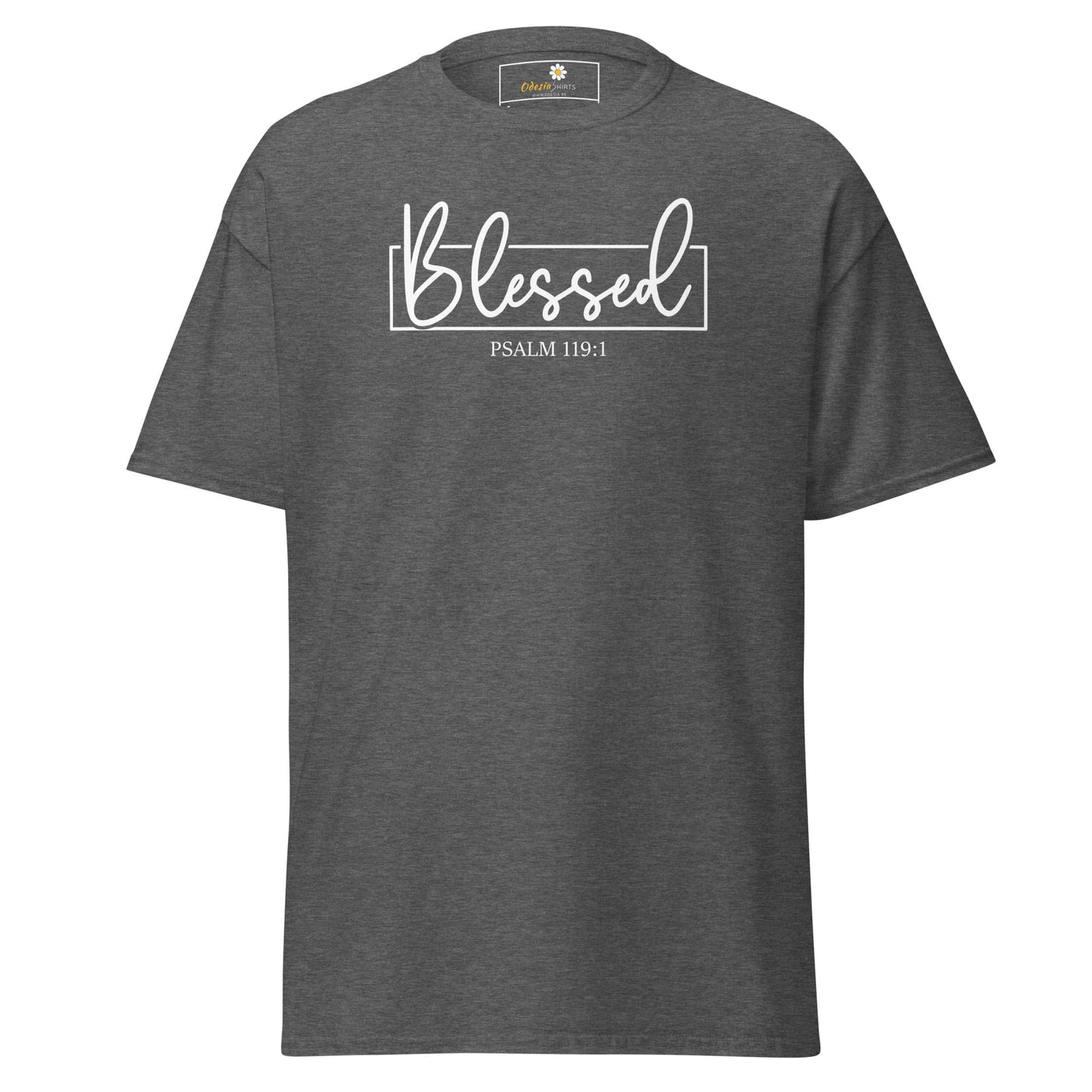 Gray T-shirt with Blessed graphic for Men and Women available in sizes S to XL