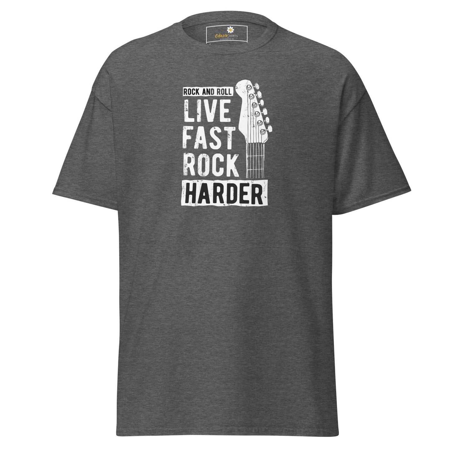 Unisex classic t-shirt - MUSIC LIVE FAST ROCK HARDER - REGULAR - Dark Heather / S