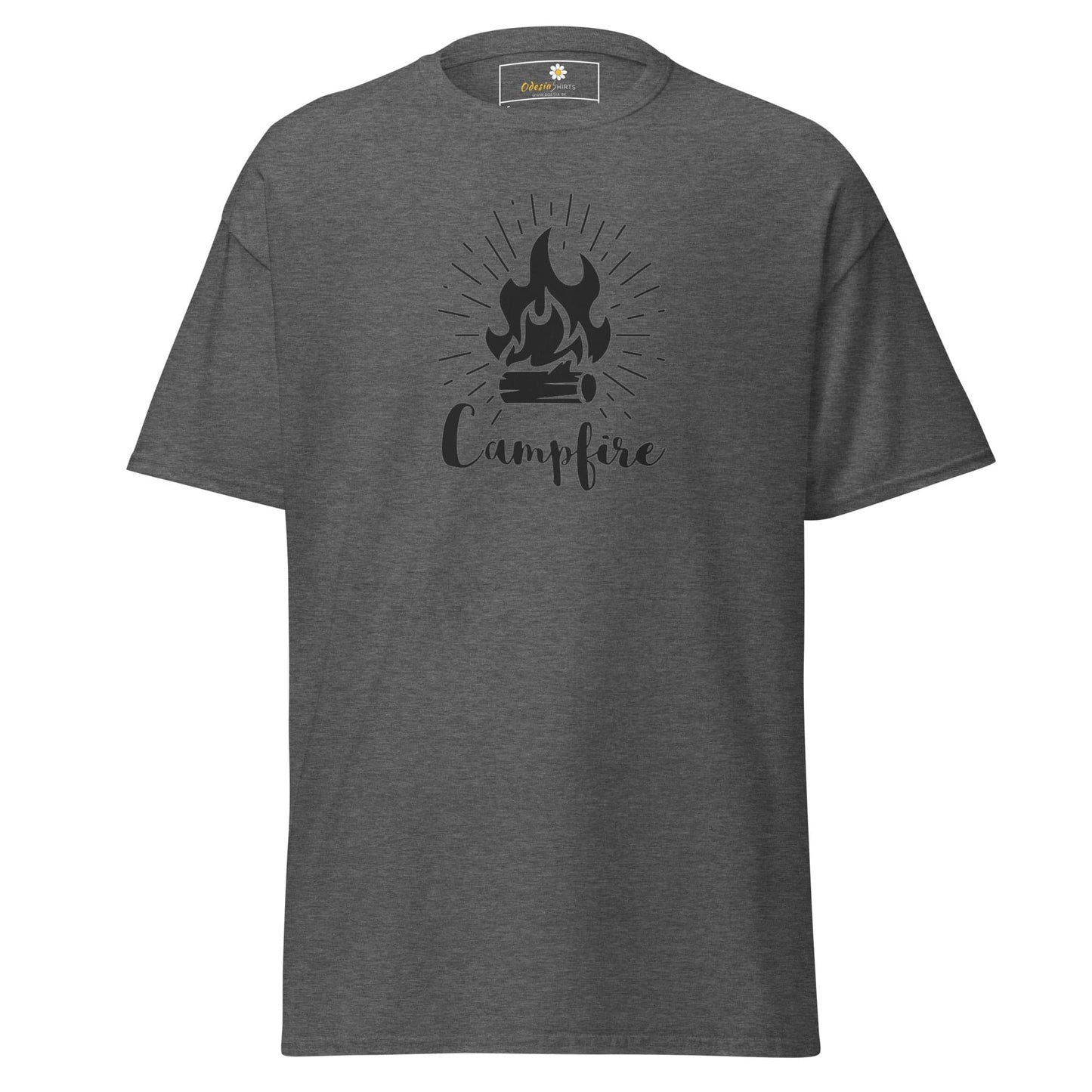 Gray T-shirt with campfire graphic from T-SHIRT DESIGN TEE for Men and Women, Sizes S to XL