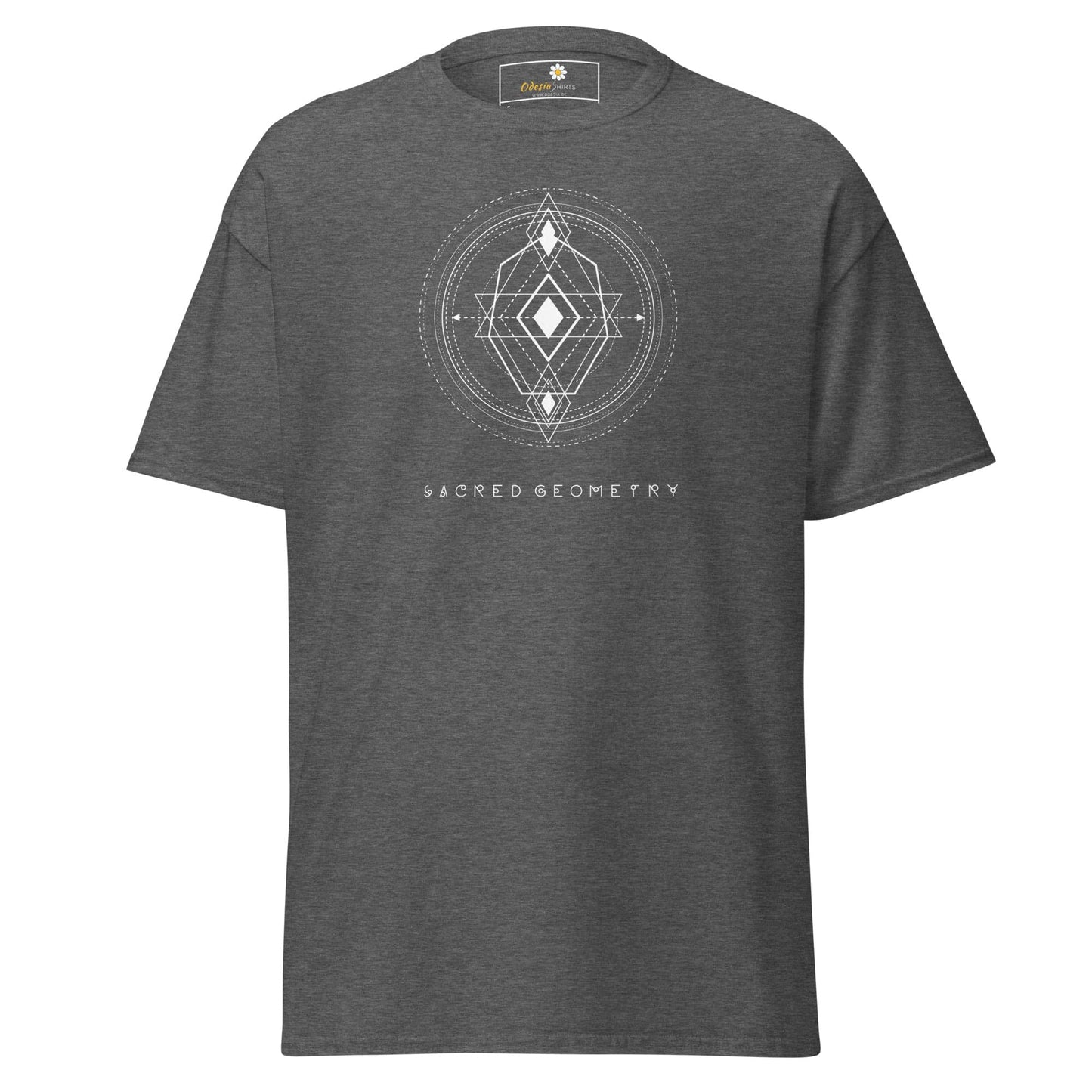 Gray T-shirt with geometric design displayed in T-SHIRT DESIGN TEE for Men and Women