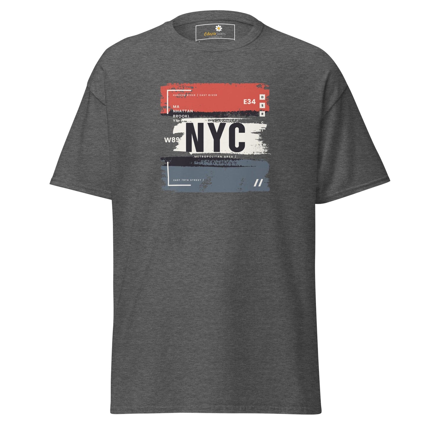 Gray T-shirt with New York City graphic, available in men’s and women’s sizes S to XL