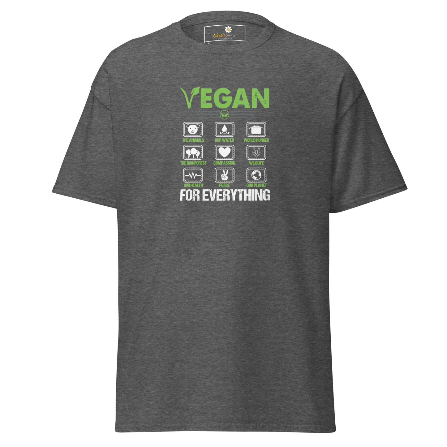 Gray T-shirt with vegan graphic from T-Shirt Design Tee for Man and Woman sizes S to XL