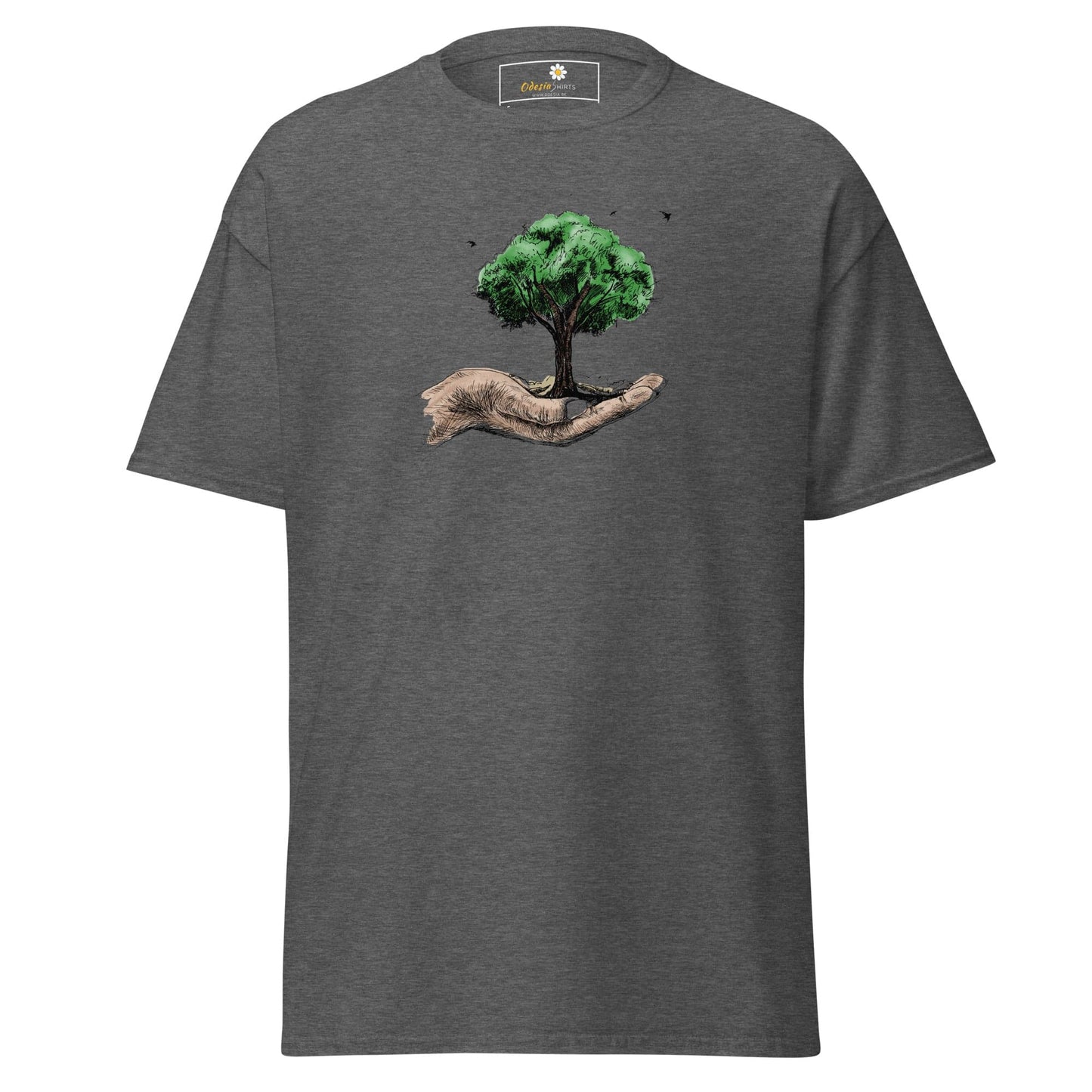 Unisex classic t-shirt - FANTASY TREE IN HAND - REGULAR - Dark Heather / S