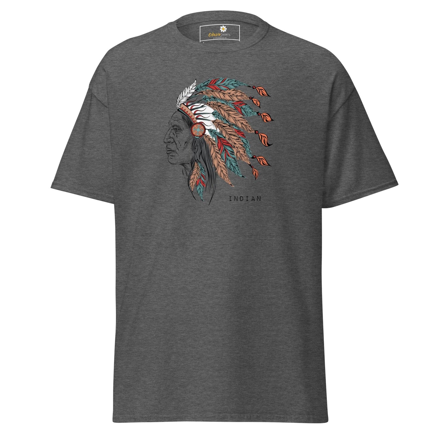 Unisex classic t-shirt - VINTAGE INDIAN HEAD - REGULAR - Dark Heather / S