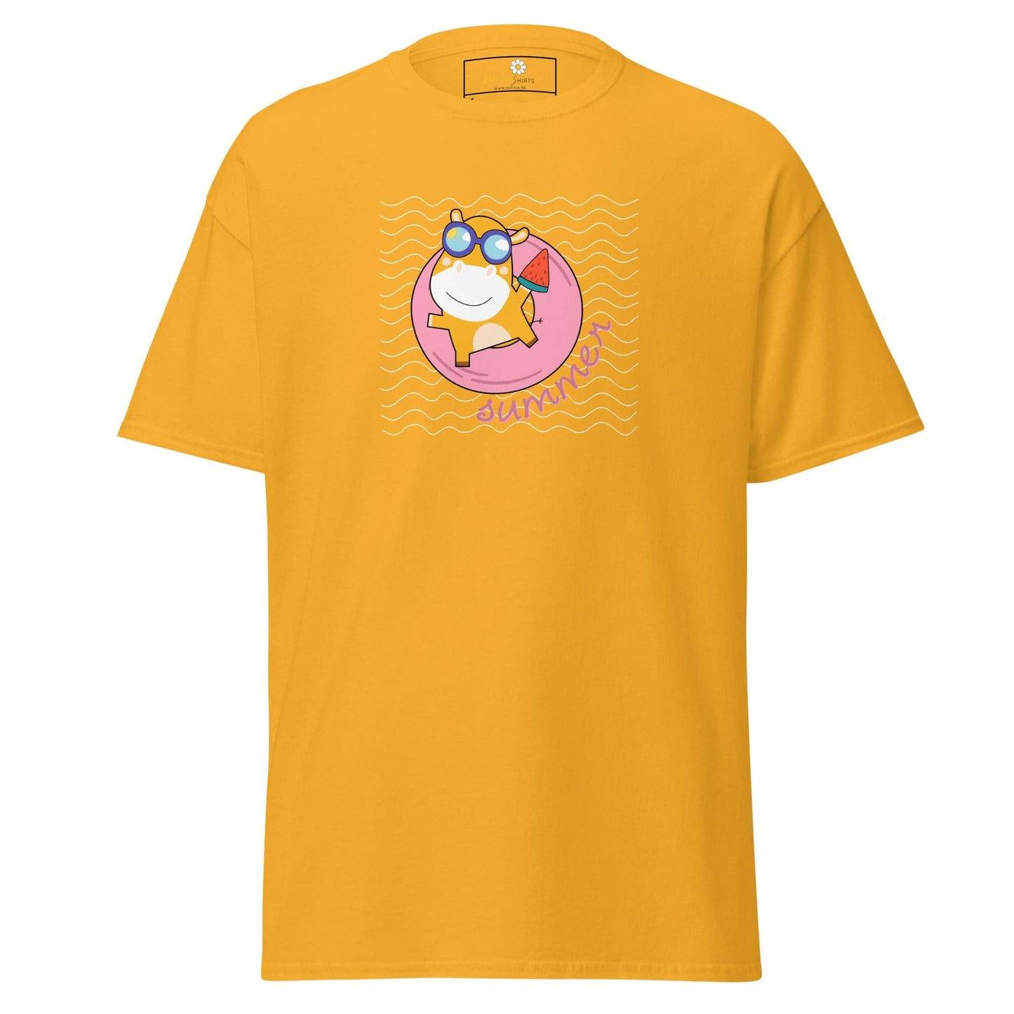 Yellow T-shirt with cartoon graphic from T-Shirt Design Tee for men and women S to XL