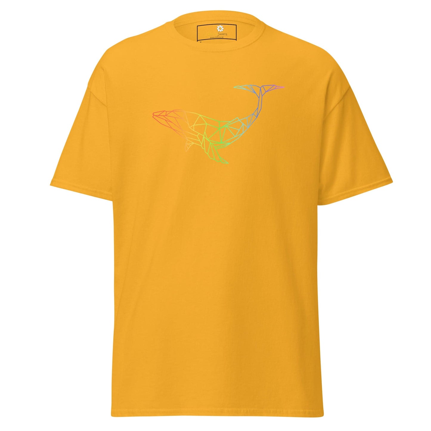 Yellow T-shirt with whale design for men and women in sizes S to XL