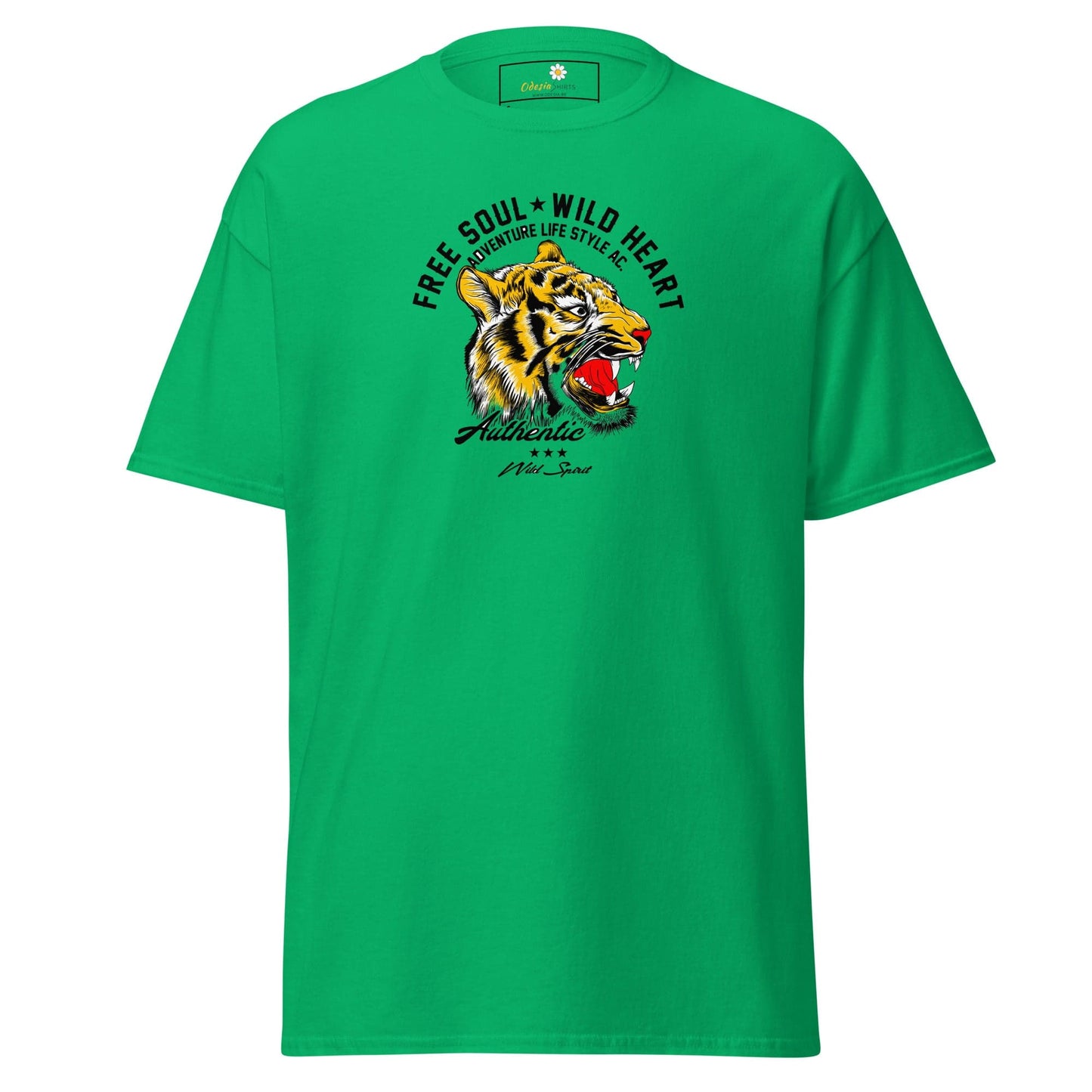 Green T-shirt with Tiger graphic from T-SHIRT DESIGN TEE for Men and Women size S to XL