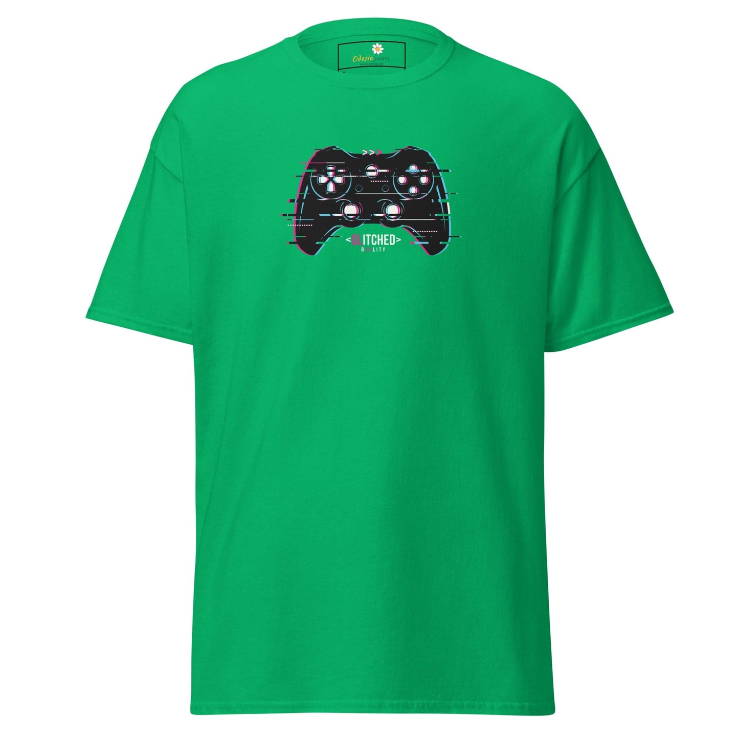 Green T-shirt with controller graphic for Men and Women in sizes S to XL