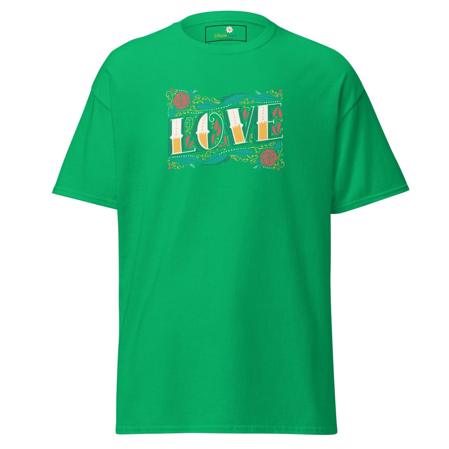 Unisex classic t-shirt - TEXT LOVE FLOWERS - REGULAR - Irish Green / S
