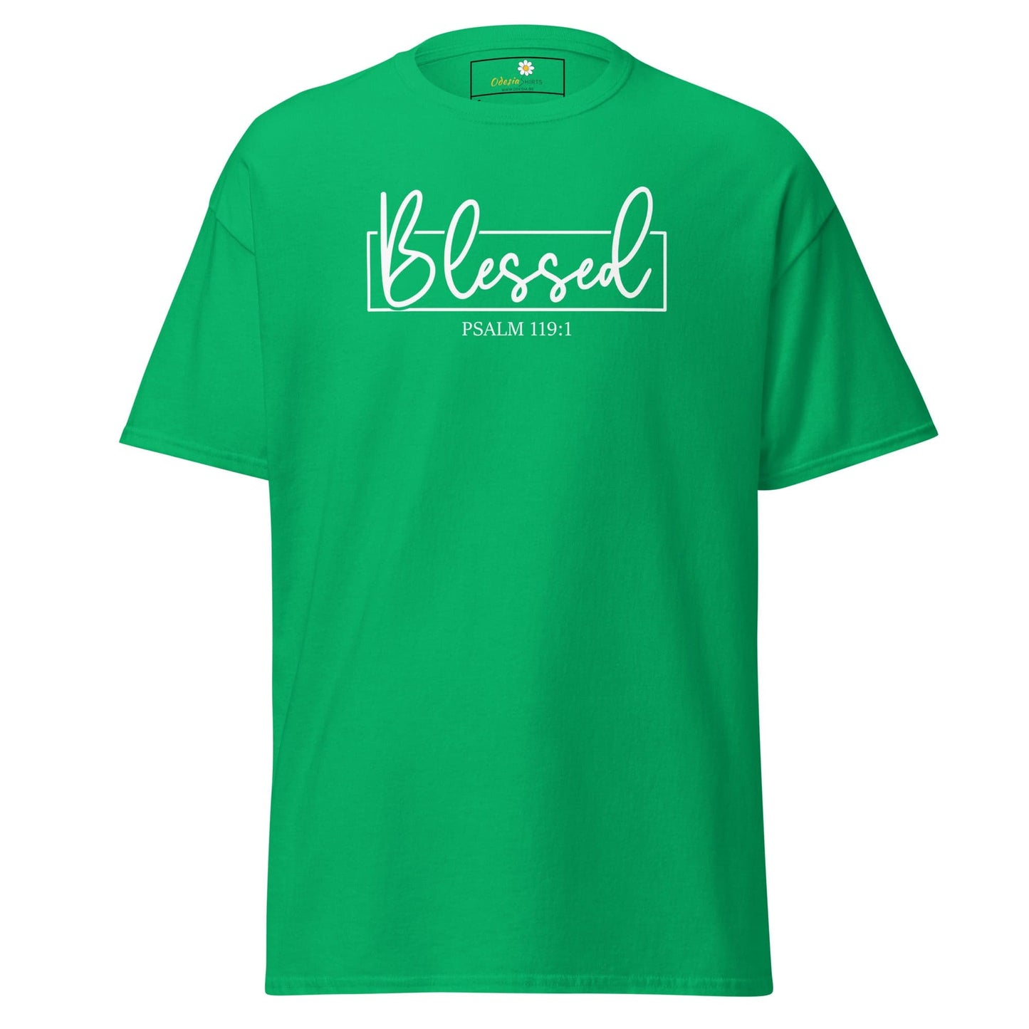 Green T-Shirt with Blessed graphic, available in Man and Woman sizes S to XL