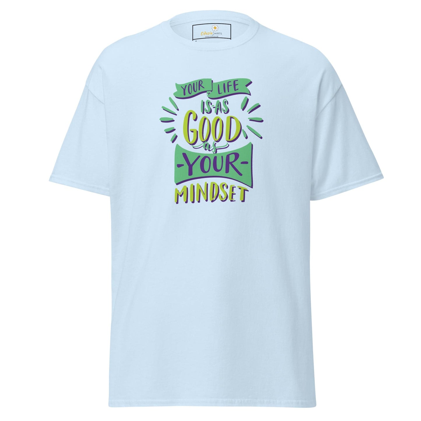Light blue T-shirt with motivational quote from T-SHIRT DESIGN TEE for Men and Women