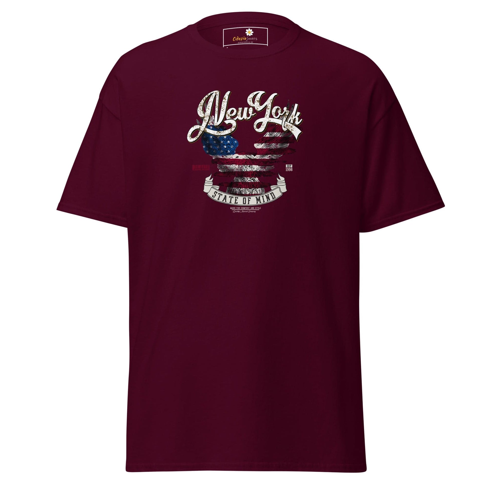 Unisex classic t-shirt - COUNTRY NEW YORK STATE OF MIND - REGULAR - Maroon / S