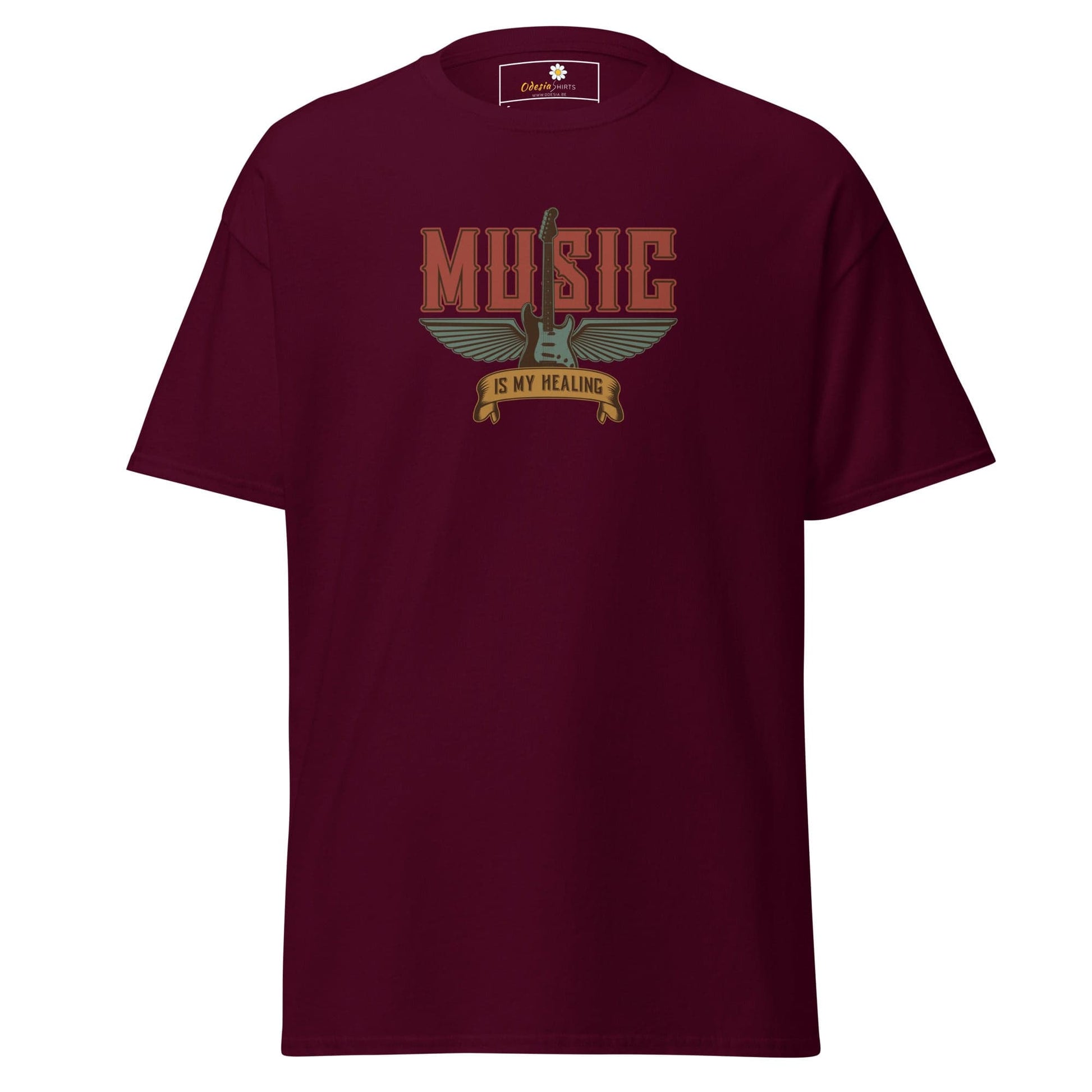 Unisex classic t-shirt - MUSIC GEAR HEALING - REGULAR - Maroon / S