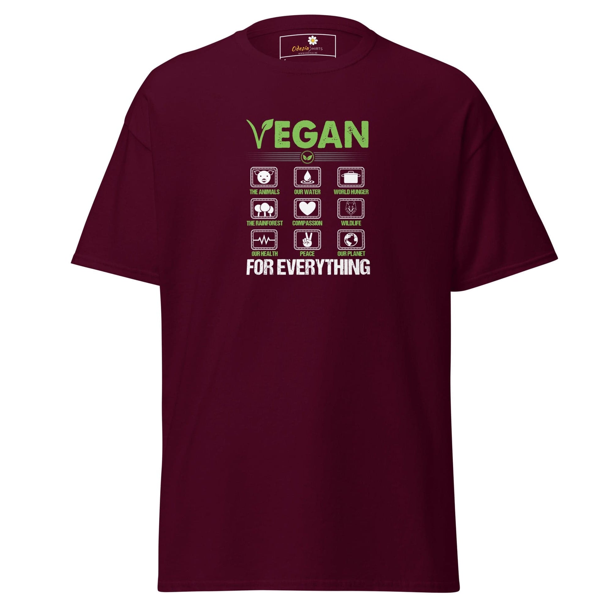 Maroon T-shirt with vegan graphic from T-SHIRT DESIGN TEE MAN/WOMAN S-XL