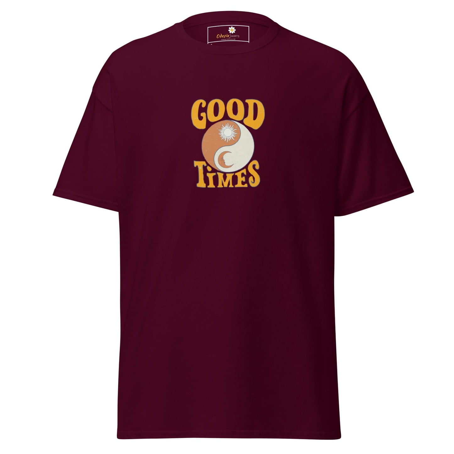 Unisex classic t-shirt - POSITIVE GOOD TIMES YIN YANG - REGULAR - Maroon / S