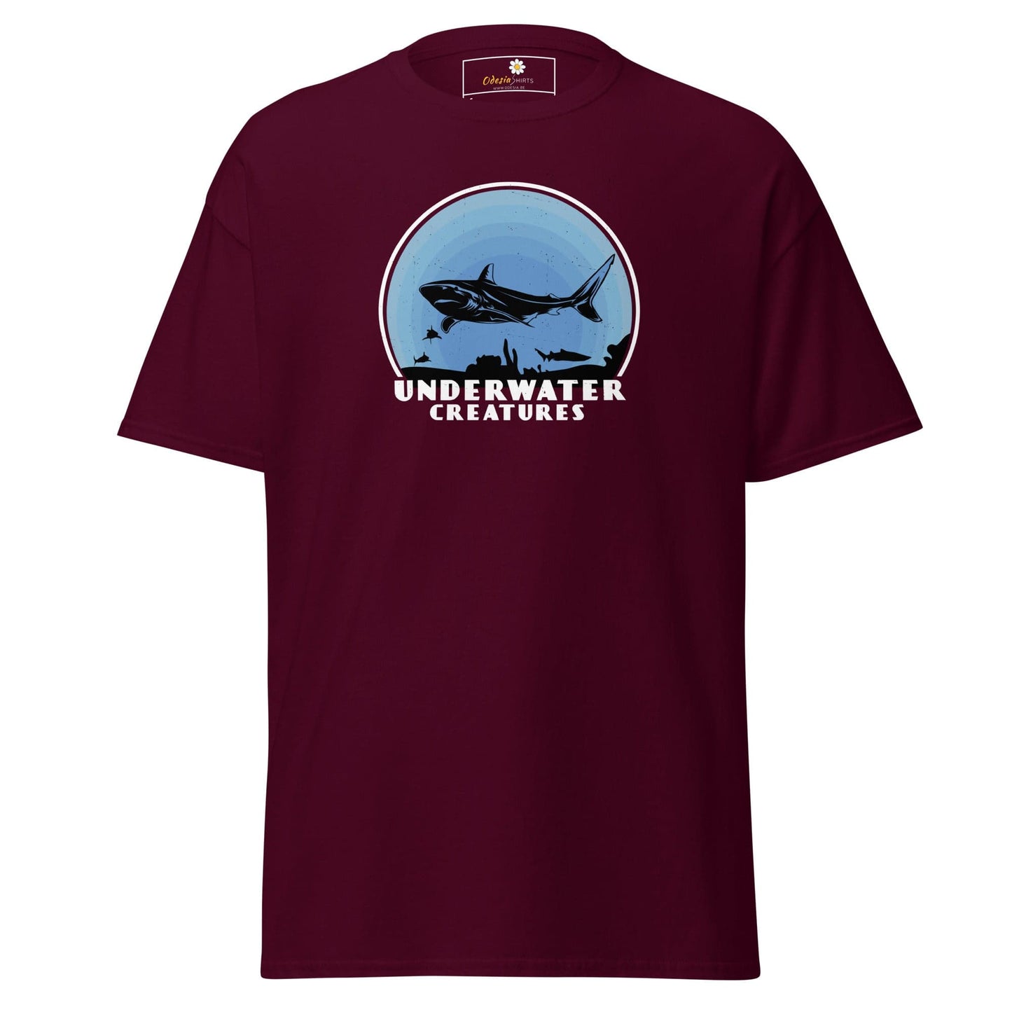 Unisex classic t-shirt - WILD LIFE SHARK UNDERWATER - REGULAR - Maroon / S