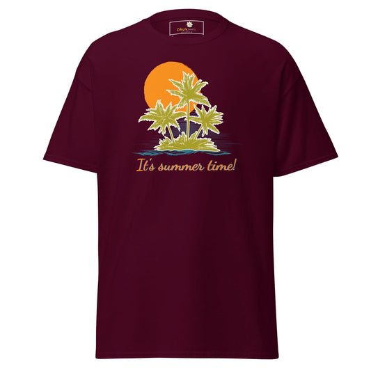 Unisex classic t-shirt - SUMMER TROPICAL TREES - REGULAR - Maroon / S