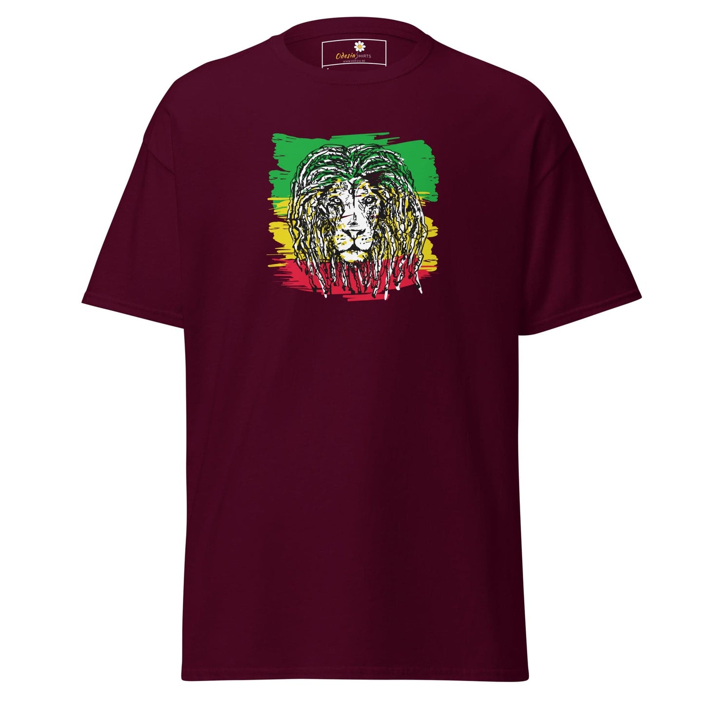 Unisex classic t-shirt - WILD LIFE MUSIC LION REGGAE - REGULAR - Maroon / S