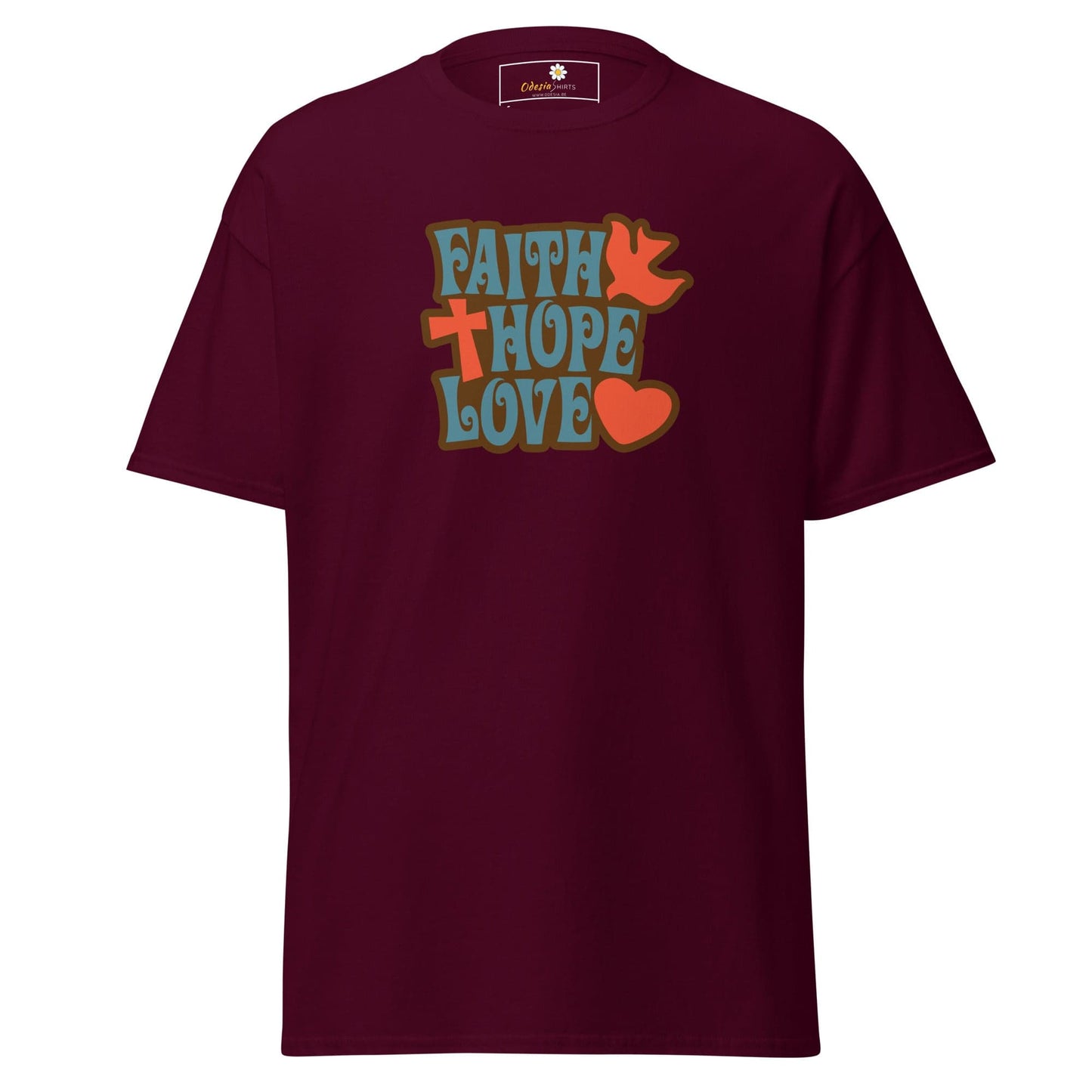 Unisex classic t-shirt - SPIRITUAL FAITH HOPE LOVE - REGULAR - Maroon / S