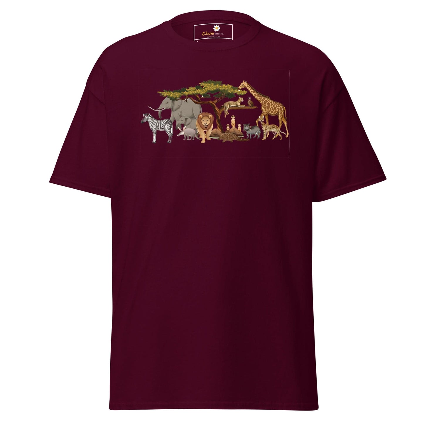 Unisex classic t-shirt - WILD LIFE ANIMALS - REGULAR - Maroon / S