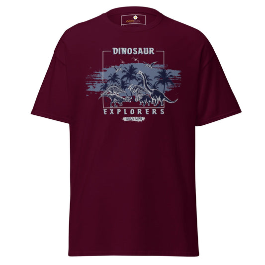 Unisex classic t-shirt - WILD LIFE DINOSAURUS - REGULAR - Maroon / S