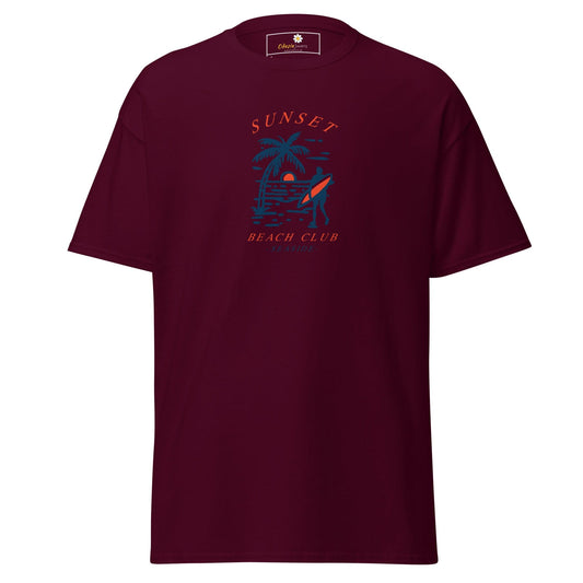 Unisex classic t-shirt - SUMMER SUNSET BEACHT CLUB - REGULAR - Maroon / S