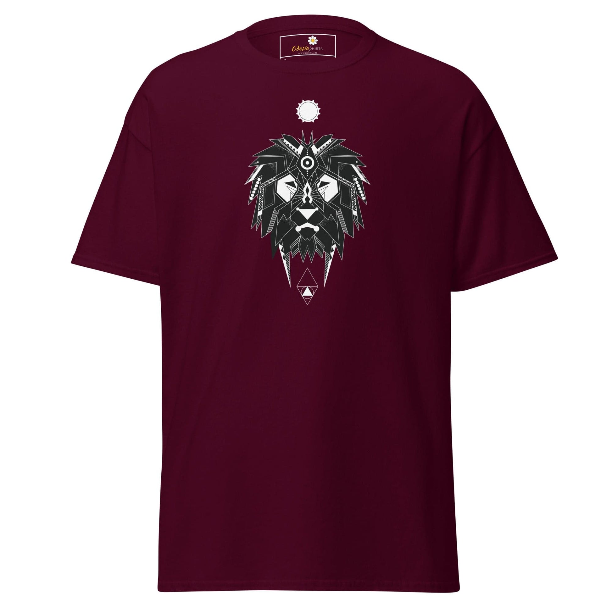 Unisex classic t-shirt - ABSTRACT MYSTIC LION HEAD - REGULAR - Maroon / S