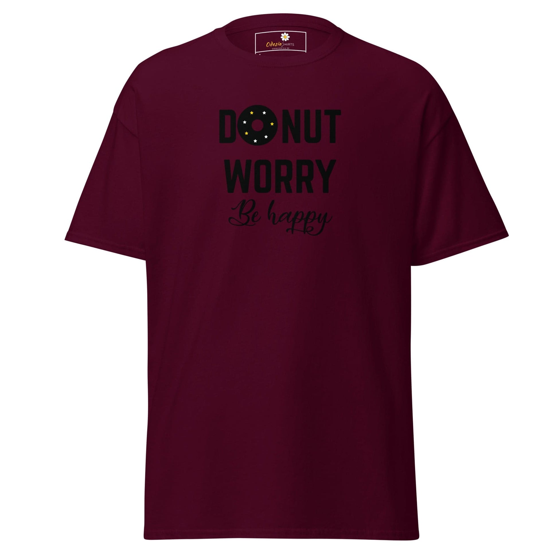 Maroon T-shirt with donut graphic from T-SHIRT DESIGN TEE for men and women