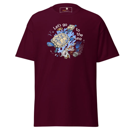 Unisex classic t-shirt - WILD LIFE TORTOISE LET GO SEA - REGULAR - Maroon / S