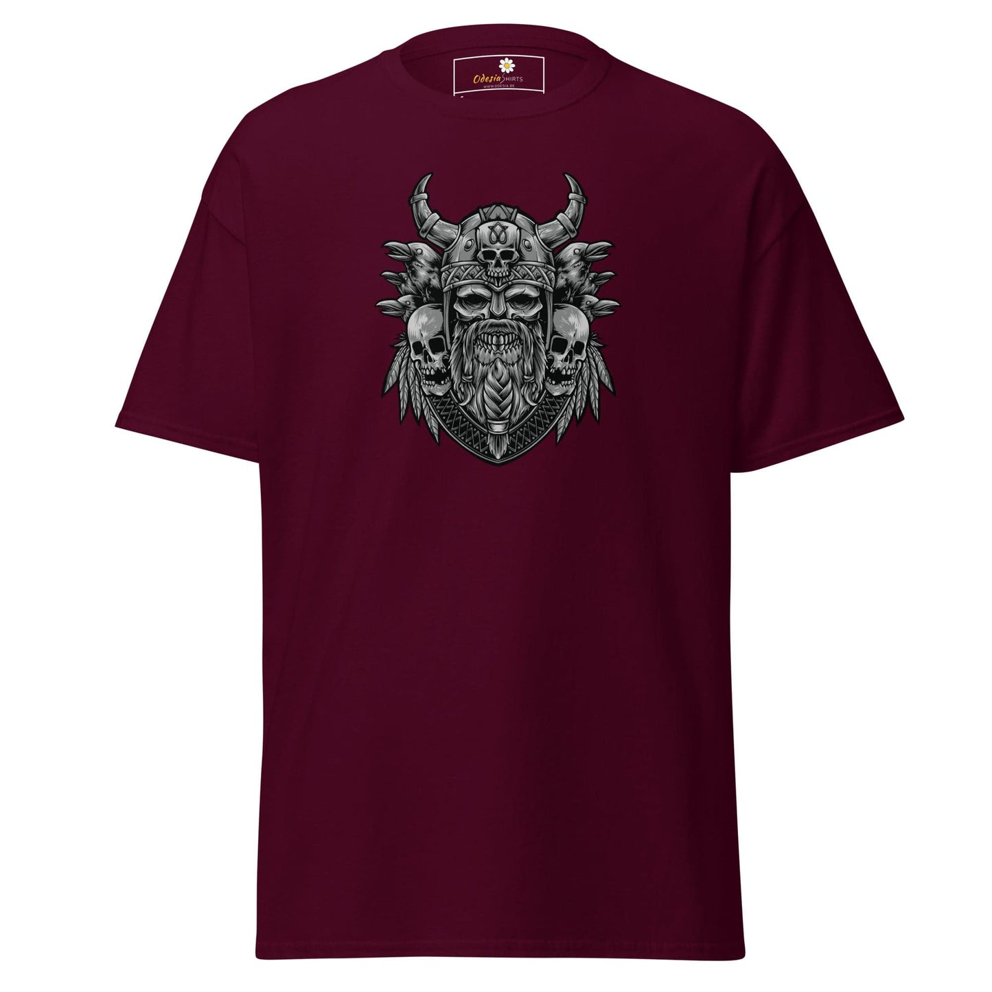 Unisex classic t-shirt - MYSTIC SKULL VIKING - REGULAR - Maroon / S