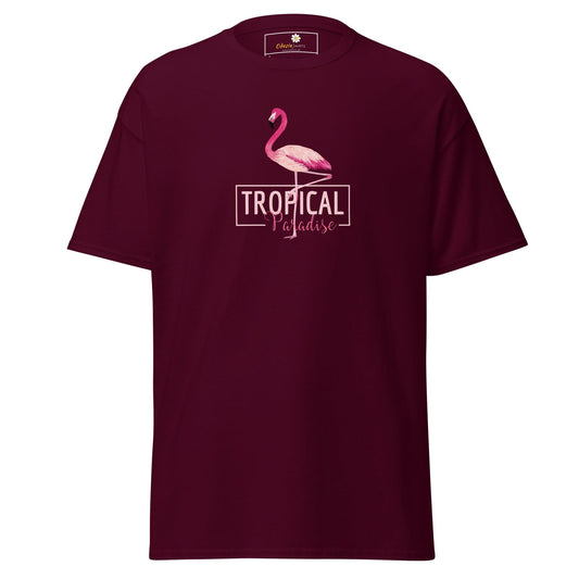 Unisex classic t-shirt - WILD LIFE PARADISE FLAMINGO - REGULAR - Maroon / S