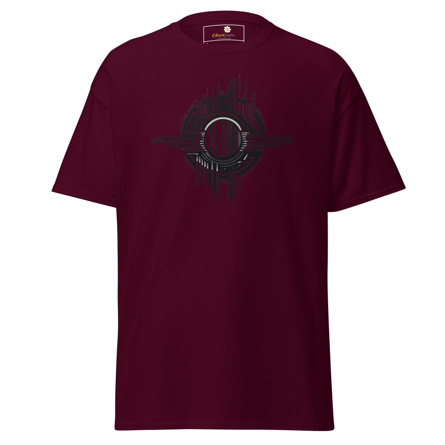 Unisex classic t-shirt - ABSTRACT SPHERE LINES - REGULAR - Maroon / S