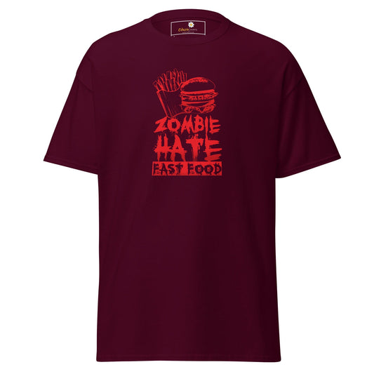 Unisex classic t-shirt - SPOOKIE ZOMBIE HATE FASTFOOD - REGULAR - Maroon / S