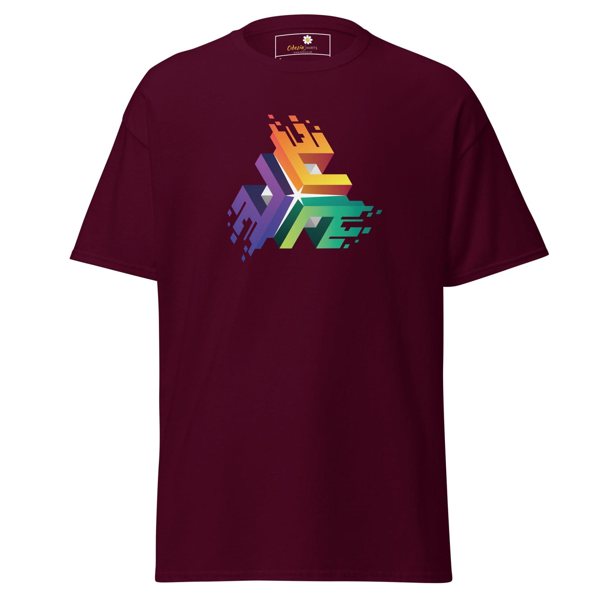 Unisex classic t-shirt - ABSTRACT COLOR CUBES - REGULAR - Maroon / S