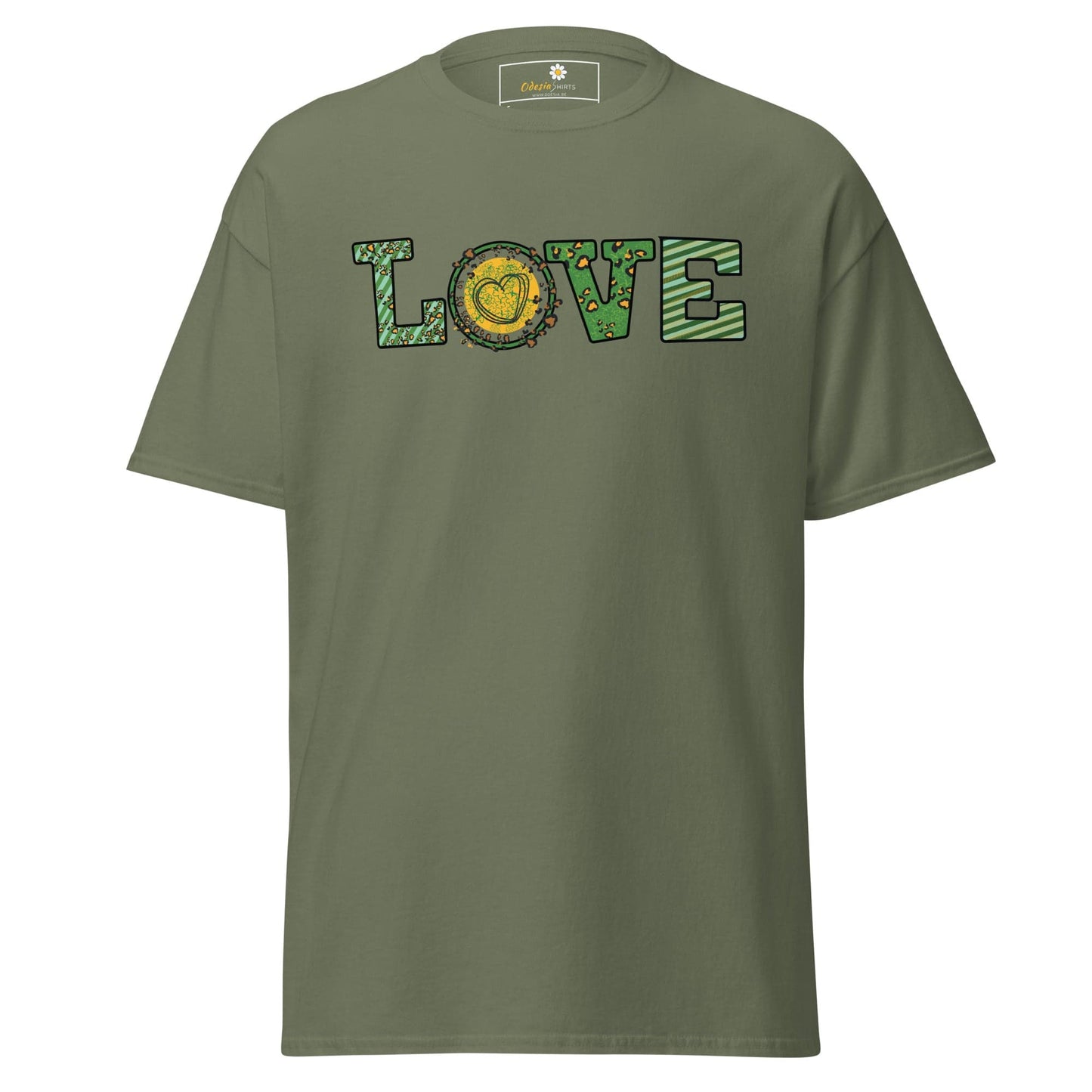 Unisex classic t-shirt - TEXT LOVE - REGULAR - Military Green / S