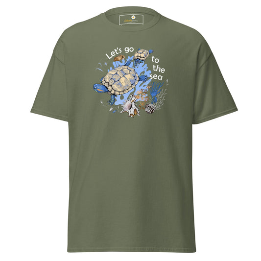 Unisex classic t-shirt - WILD LIFE TORTOISE LET GO SEA - REGULAR - Military Green / S