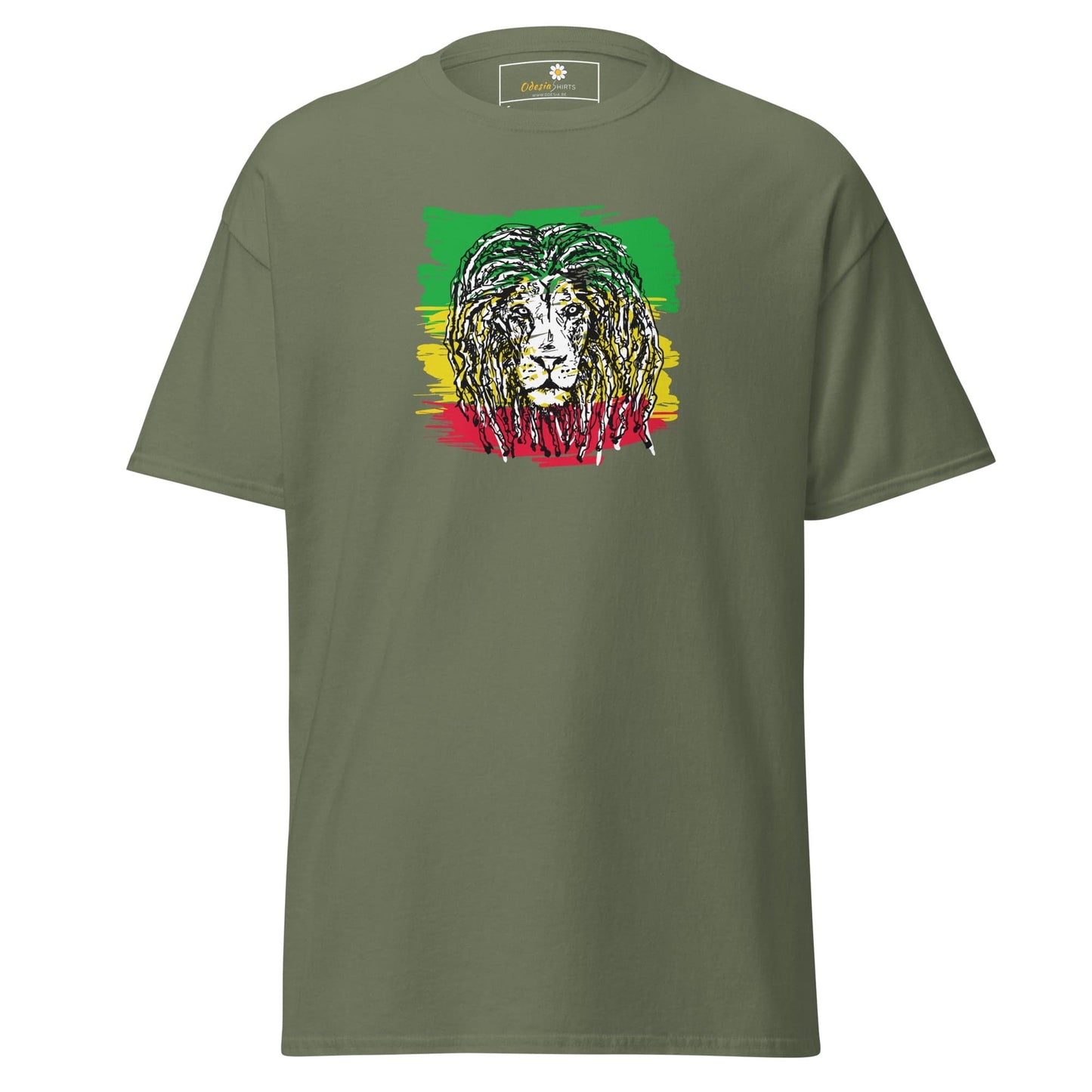 Unisex classic t-shirt - WILD LIFE MUSIC LION REGGAE - REGULAR - Military Green / S
