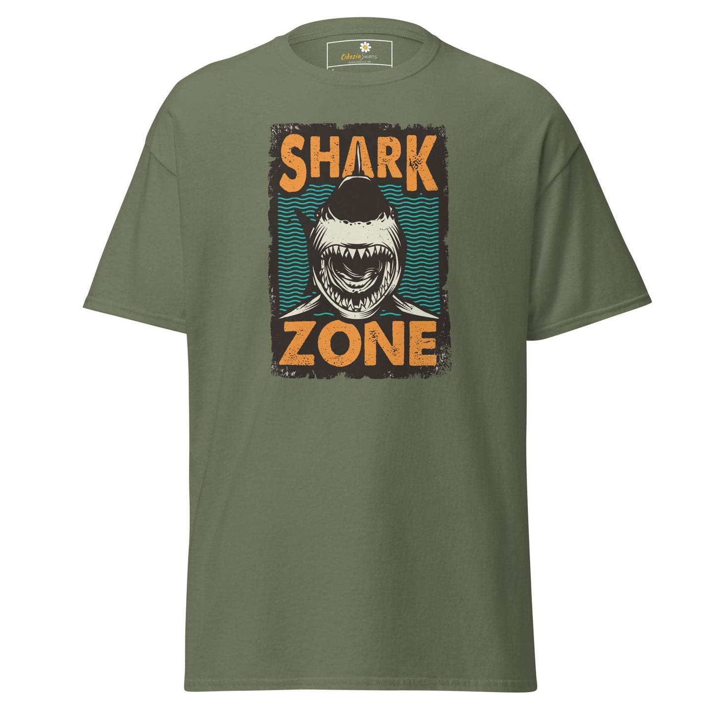 Unisex classic t-shirt - WILD LIFE SHARK ZONE - REGULAR - Military Green / S