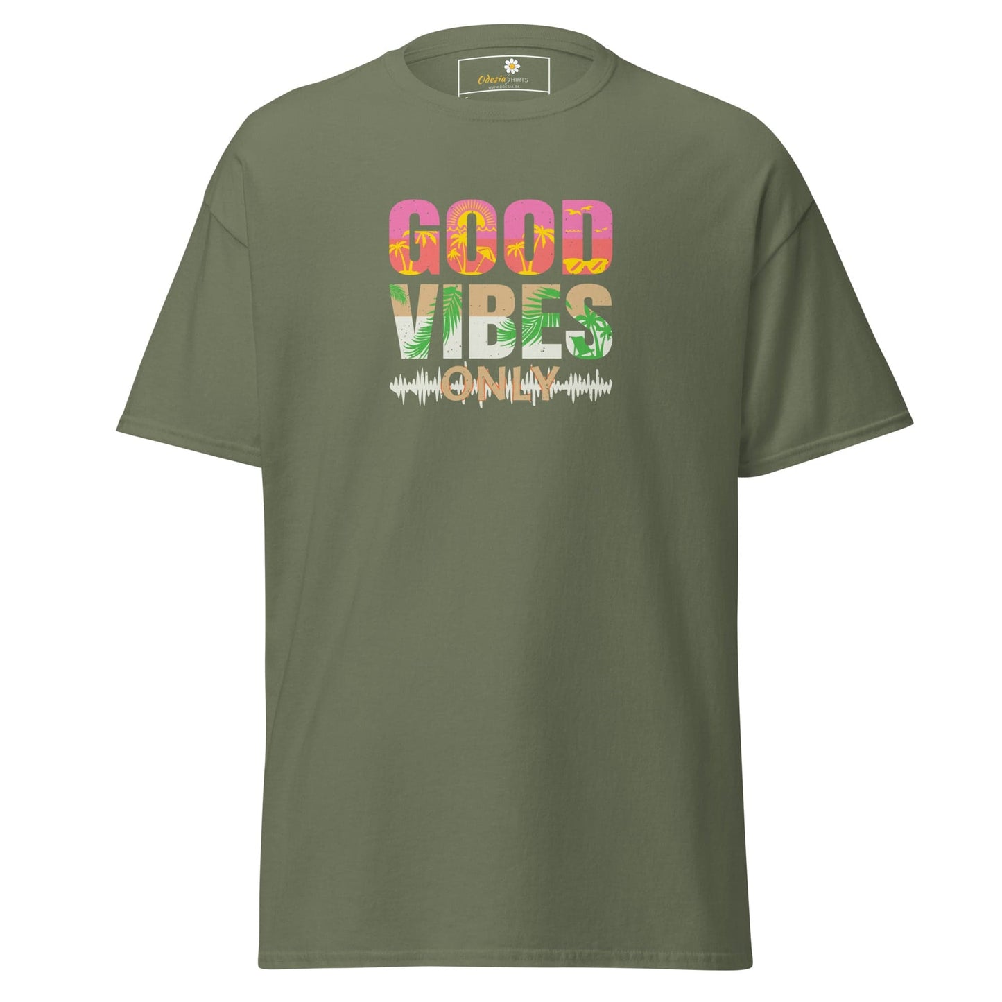 Unisex classic t-shirt - TEXT POSITIVE GOOD VIBES ONLY - REGULAR - Military Green / S